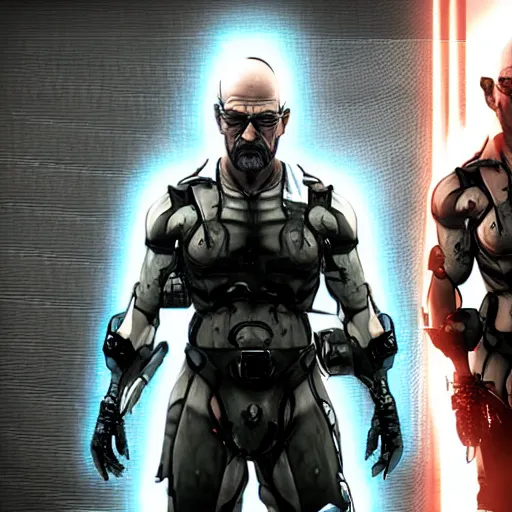 Prompt: Walter White in metal gear rising