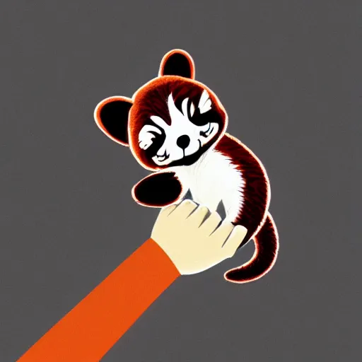 Image similar to friendly cartoon red panda waving hand, game art, arstation