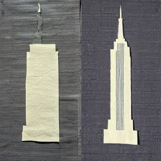 Image similar to empire state building surrounded in paper towel