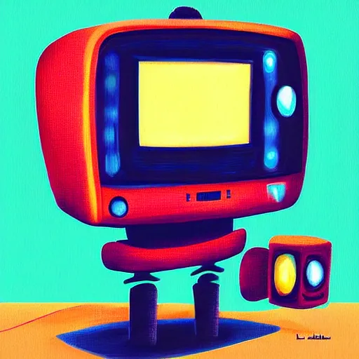 Prompt: TV robot by Lulu Dubreuil