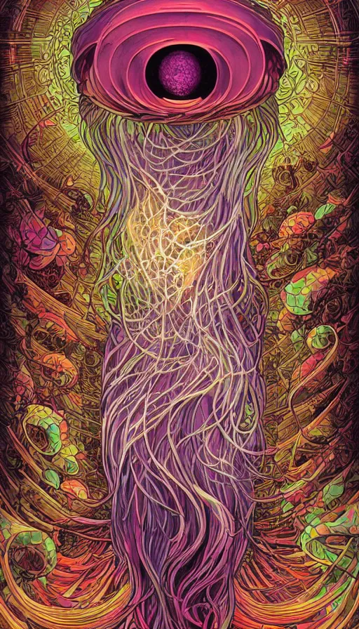 Image similar to The luminous oracle of the floral jellyfish, italian futurism, Dan Mumford, da vinci, Josan Gonzalez