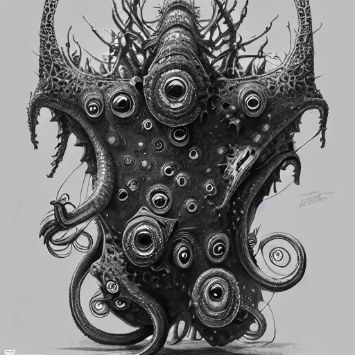 Image similar to portrait of SpongeBob as a large Lovecraftian monster, fantasy, intricate, elegant, highly detailed, digital painting, artstation, concept art, smooth, sharp focus, illustration, art by artgerm and greg rutkowski