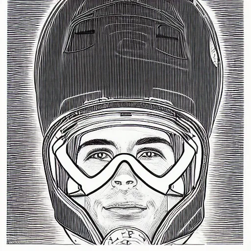 Prompt: portrait of an astronaut, mcu, drawn with a single line, line drawing, art, minimalist, continuous line drawing, sakura pigma micron,