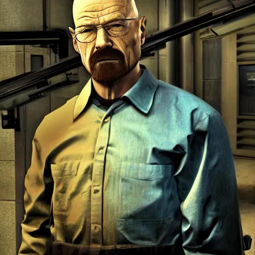 Image similar to walter white, half life 2 cover