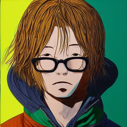 Prompt: a colorful portait of a boy from inio asano, detailed