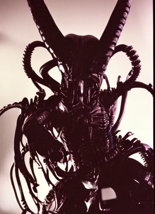 Prompt: high school year book photo of a xenomorph from the movie alien as an awkward teenager, film shot, portrait photography, soft lighting, soft focus, ironic, 1 9 8 0's, 2 4 mm iso 8 0 0