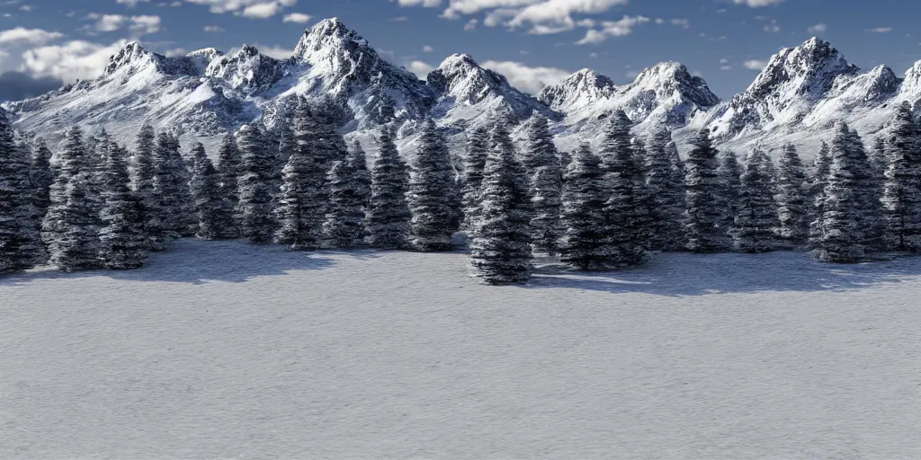 Prompt: spare parts, snowy mountains at background, realistic, 8 k