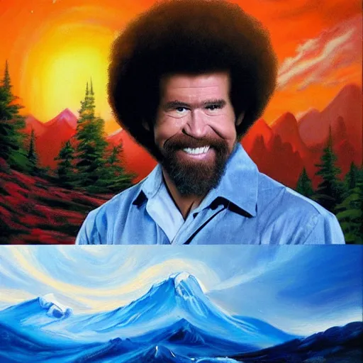 Image similar to bob ross painting the apocalypse