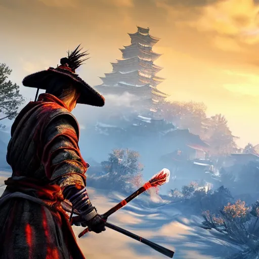 Prompt: sekiro mountain