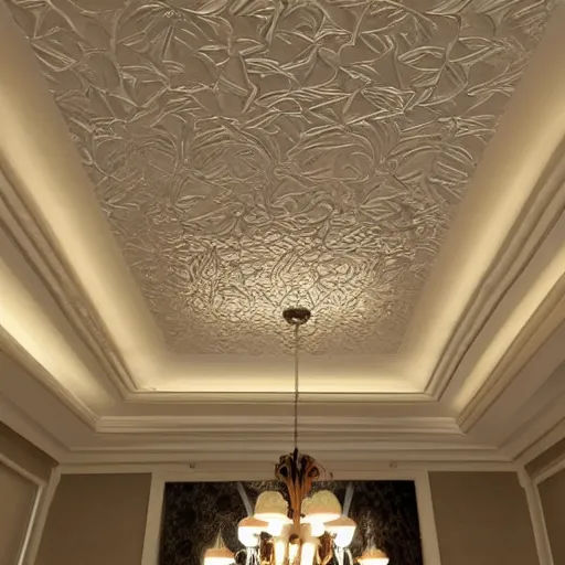 Prompt: a beautiful custom ceiling design, embossed, elegant, low profile