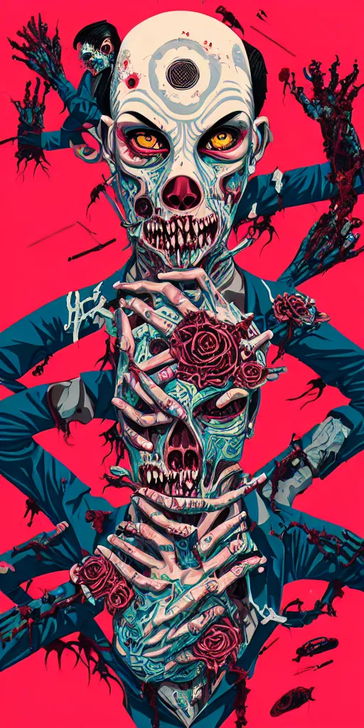 Image similar to a zombie punk band, tristan eaton, victo ngai, artgerm, rhads, ross draws