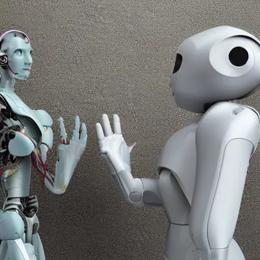 Prompt: Two AIs having a conversation, A.I., artificial intelligence technology