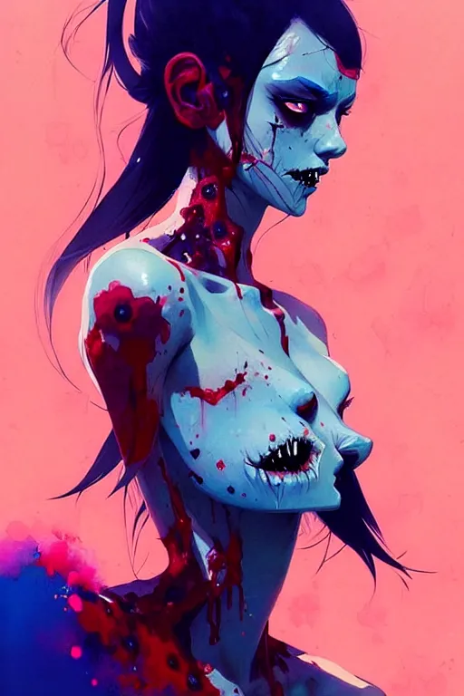 Image similar to a ultradetailed beautiful painting of a stylish zombie girl, by conrad roset, greg rutkowski and makoto shinkai trending on artstation