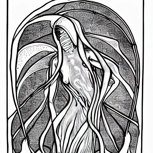 Image similar to ilithid, in the style of art nouveau,