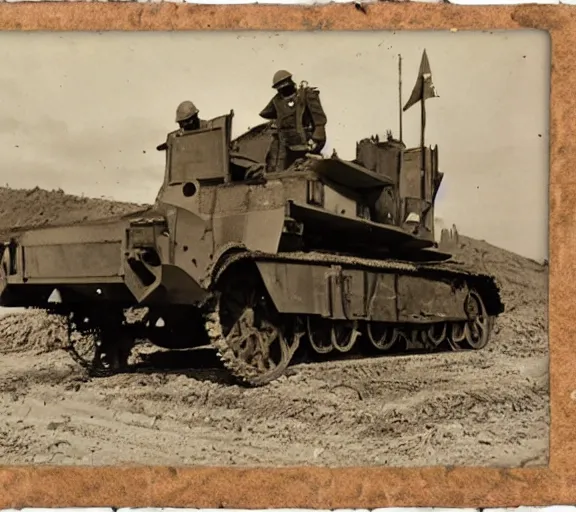 Image similar to a world war 1 photo of killdozer!!, 4 k, high quality, vest pocket kodak model b