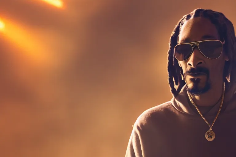 Image similar to ultra cinematic movie still of snoop dog in interstellar, volumetric lighting, award - winning, perfection, ambitious, photograph, ambient occlusion, hyper - realism, 4 k hd, qled,