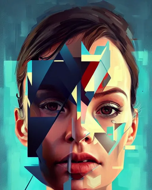 Image similar to painting, shards of time, face portrait, centered portrait, medium closd - up, illustration, highly detailed, simple, no jagged lines, smooth, artstation, artwork by obey, artwork by sandra chevrier