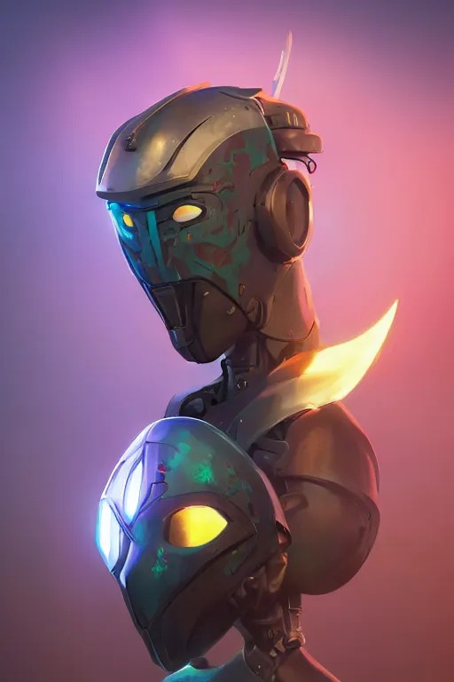 Image similar to epic mask helmet robot ninja portrait stylized as fornite style game design fanart by concept artist gervasio canda, behance hd by jesper ejsing, by rhads, makoto shinkai and lois van baarle, ilya kuvshinov, rossdraws global illumination radiating a glowing aura global illumination ray tracing hdr render in unreal engine 5