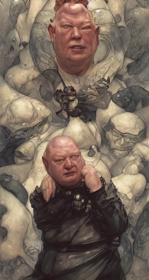 Image similar to baron harkonnen, by edgar maxence artgerm ross tran and michael whelan and gustav klimpt