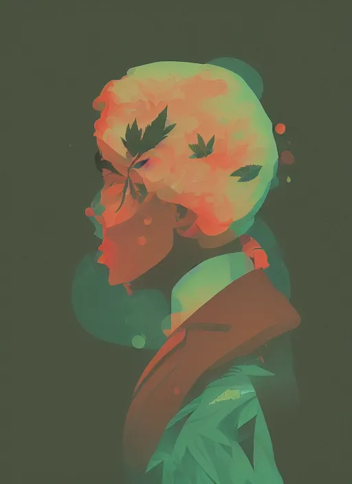 Prompt: profile picture by sachin teng, marijuana, organic painting, dreamy, smoke clouds, asymmetrical, green, matte paint, hard edges, energetic