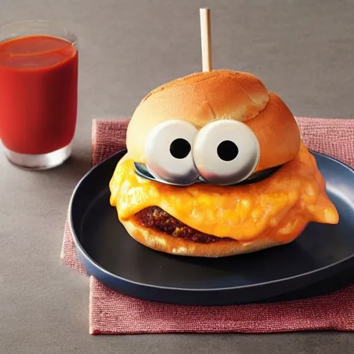 Prompt: Pixar styled Cheeseburger with extra cheese