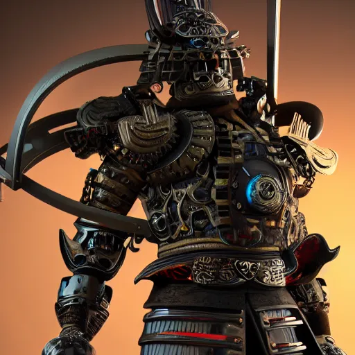 Prompt: photorealistic art of a cybernetic samurai, 8k octane render, intricate detailing,