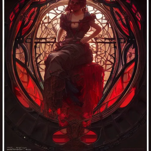 Image similar to a highly detailed digital image of an imagination creation machine, concept art, artstation, cgsociety, very detailed, intricate, detailed illustration, by artgerm and greg rutkowski and alphonse mucha, product lighting, sharp, smooth, masterpiece, red and black tones