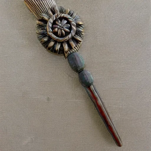 Prompt: handmade soapstone crosier, Egyptian style, modern handiwork