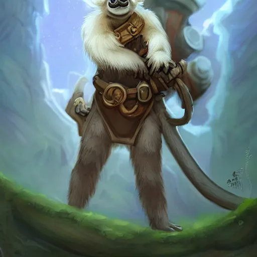 Image similar to cute little anthropomorphic sifaka progenitor wearing boots of the alien, tiny, small, miniature animal, baby animal, short, pale blue armor, cute and adorable, pretty, beautiful, DnD character art portrait, matte fantasy painting, DeviantArt Artstation, by Jason Felix by Steve Argyle by Tyler Jacobson by Peter Mohrbacher, cinematic lighting