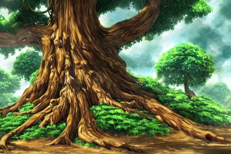 Image similar to Fantastic tree, one piece, concept art, 4K, detailed, high quality