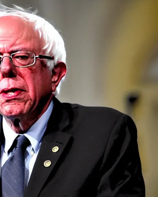 Prompt: Bernie Sanders goes Super Saiyan in the Senate chambers during a philibuster speech (AP News Photo)