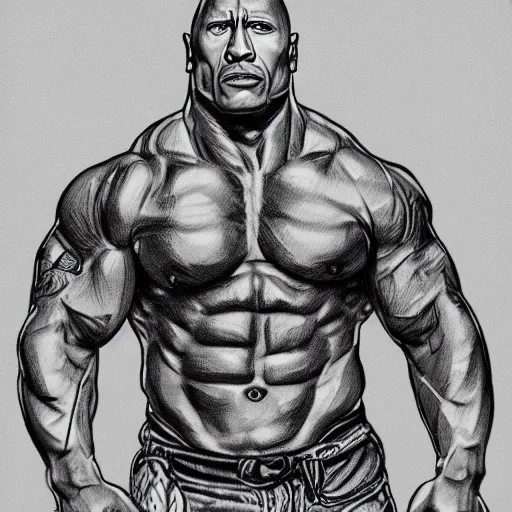 Prompt: blueprint drawing of Dwayne Johnson