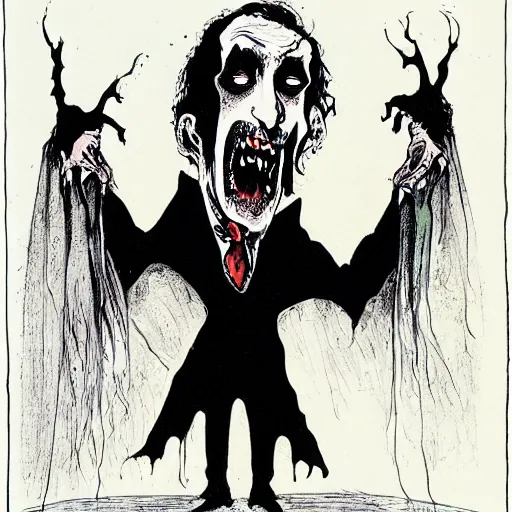 Prompt: dracula by ralph steadman