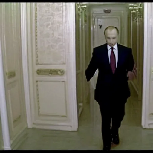 Prompt: cctv footage of putin in the backrooms level 0,