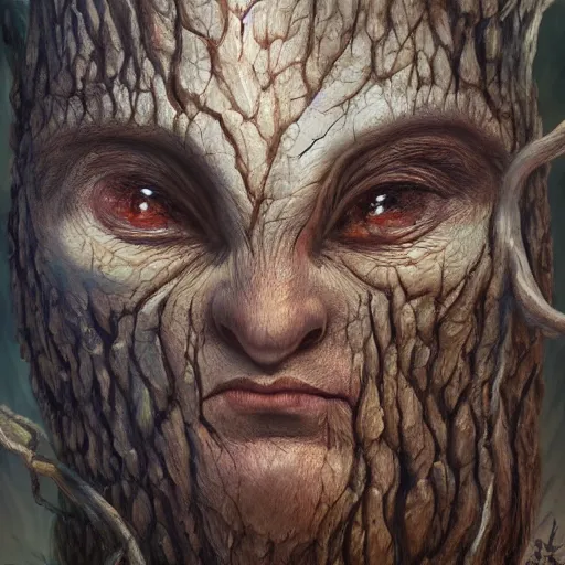 Prompt: a talking tree, a face in the bark, big eyes, fantasy concept art, oil painting, hyperrealistic, highly detailed, artstation, cgsociety