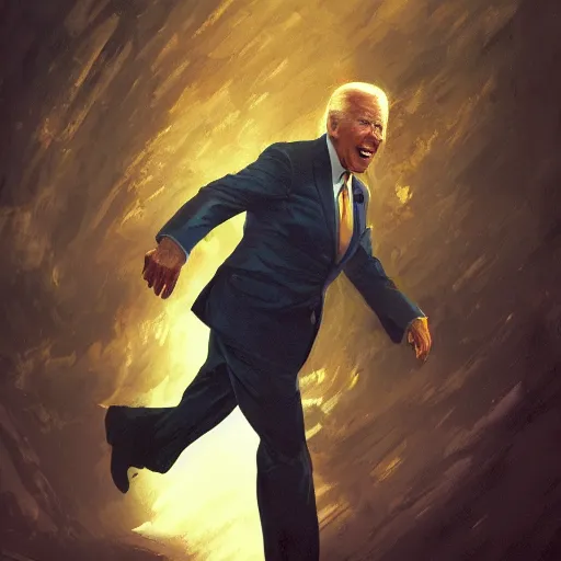 Prompt: joe biden being extremly scary, dramatic lighting, cinematic, establishing shot, extremly high detail, photorealistic, cinematic lighting, artstation, style by James Gurney