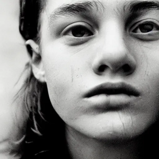 Prompt: a candid extreme closeup portrait of an expressive face of a mind blown young woman by annie leibovitz