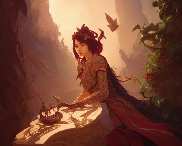 Image similar to photography of yuumei, deep focus, d & d, fantasy, intricate, elegant, highly detailed, digital painting, artstation, concept art, matte, sharp focus, illustration, hearthstone, art by artgerm and greg rutkowski and alphonse mucha