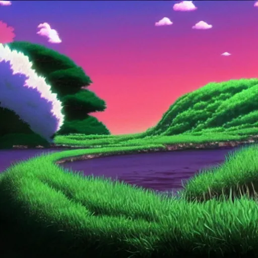 Prompt: beautiful nature scenery from Spirited Away (2001)