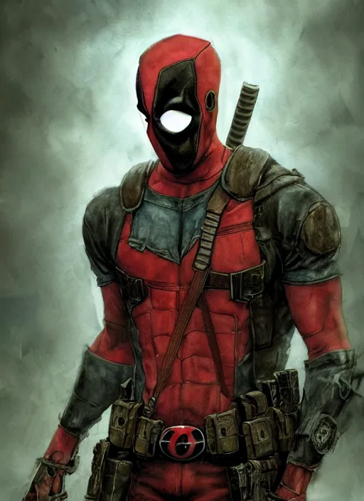 Image similar to portrait, Zombie Deadpool, watercolor, dramatic lighting, cinematic, establishing shot, extremly high detail, foto realistic, cinematic lighting, pen and ink, intricate line drawings, by Yoshitaka Amano, Ruan Jia, Kentaro Miura, Artgerm, post processed, concept art, artstation, matte painting, style by eddie mendoza, raphael lacoste, alex ross