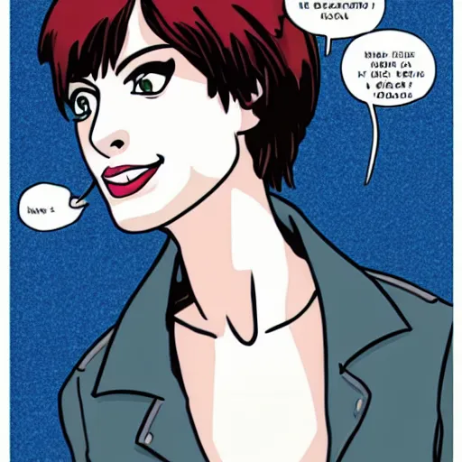 Prompt: anne hathaway by scott pilgrim comics by bryan lee o'malley