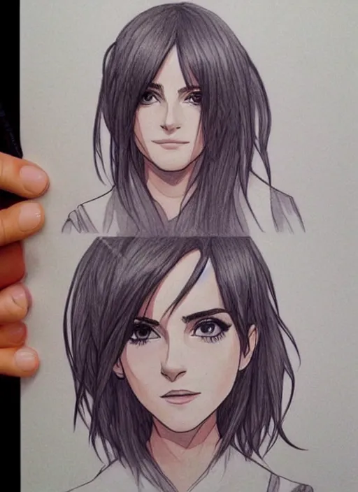 Prompt: wow this guy draws celebs as anime characters and his emma watson drawing is insane