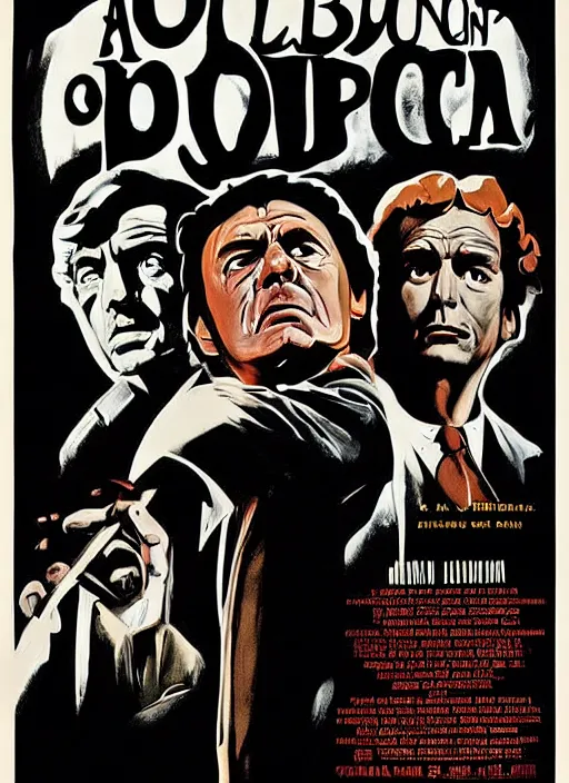 Prompt: a poster of columbo in the exorcist ( 1 9 7 3 ), poster art by john carpenter, featured on deviantart, toyism, movie poster, concert poster, poster art