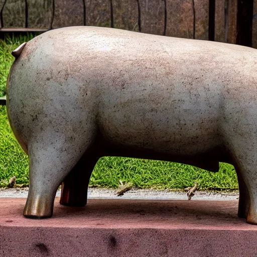 Image similar to photo of a pig statue 4 k, ultra hd