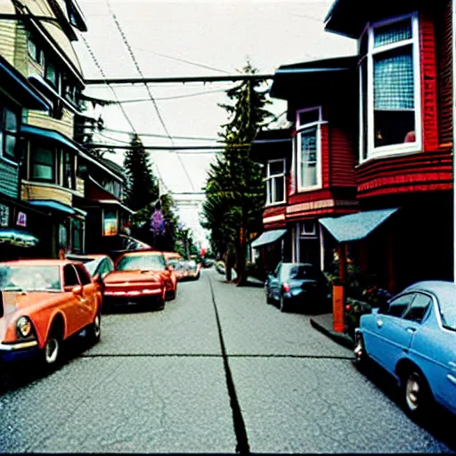 Prompt: a street in vancouver by fred herzog