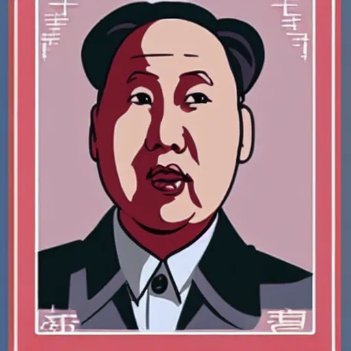 Image similar to chairman mao as a cute disney animation character in 1 9 5 5