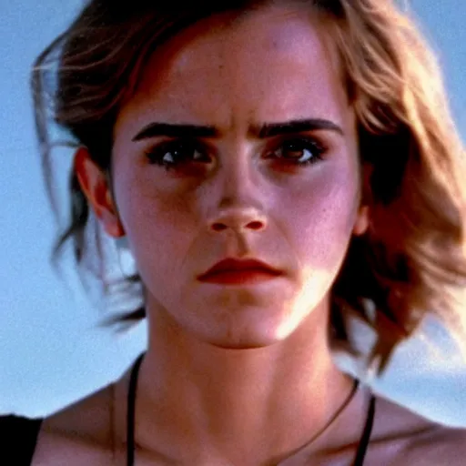 Prompt: still of emma watson as sarah connor in the terminator ( 1 9 8 4 )