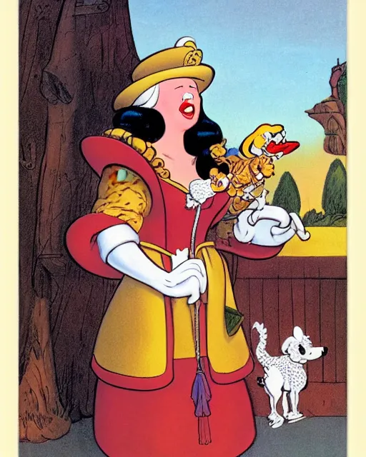 Image similar to Lady with an Ermine by Leonardo comic art by Carl Barks