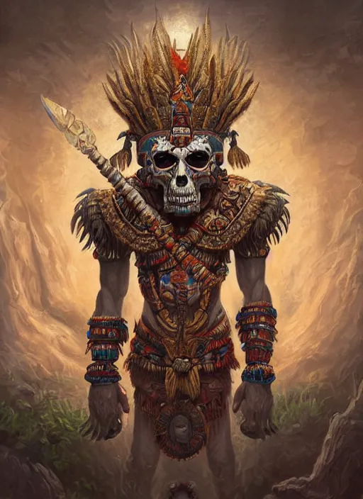 Image similar to digital _ painting _ of _ ah puch mayan god of death _ by _ filipe _ pagliuso _ and _ justin _ gerard _ symmetric _ fantasy _ highly _ detailed _ realistic _ intricate _ port