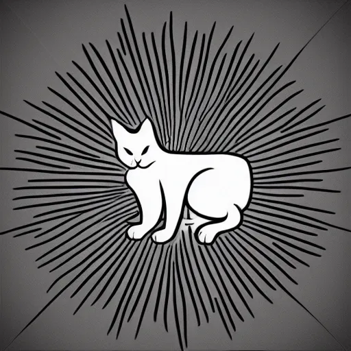 Prompt: tattoo sketch of a cat hugging the sun, on a canva, minimalism, ornamental, line art, vector,